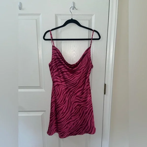 open lace back dress Kalani Open-Back A-Line Mini Dress in Pink Zebra Print main image 0